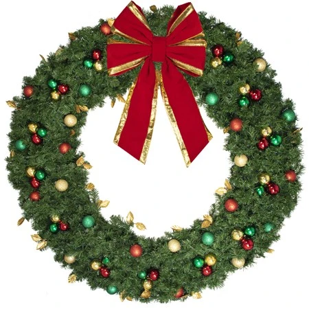72" Unlit Decorated Wreath - Traditional Décor - Bow Option Available 4 72" Unlit Decorated Wreath - Traditional Décor - Bow Option Available - Image 2