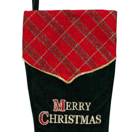 Northlight 19" Green And Red 'Merry Christmas' Christmas Stocking 4 Northlight 19" Green And Red 'Merry Christmas' Christmas Stocking - Image 2