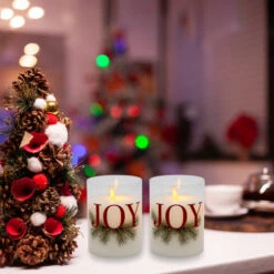 Battery Operated LED Glass Candles With Moving Flame, JOY - Set Of 2 -Christmas Decor Sale f18bc05a 7751 490e a7ce 636ebc208049 91705.1693507682