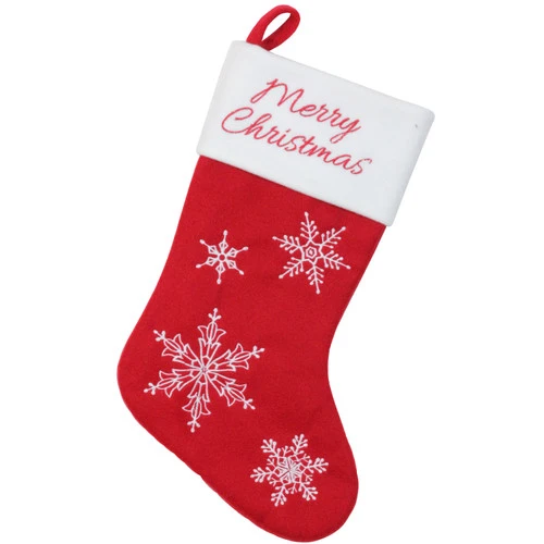 Northlight 16" Red And White Merry Christmas Snowflake Embroidered Christmas Stocking 3 Northlight 16" Red And White Merry Christmas Snowflake Embroidered Christmas Stocking