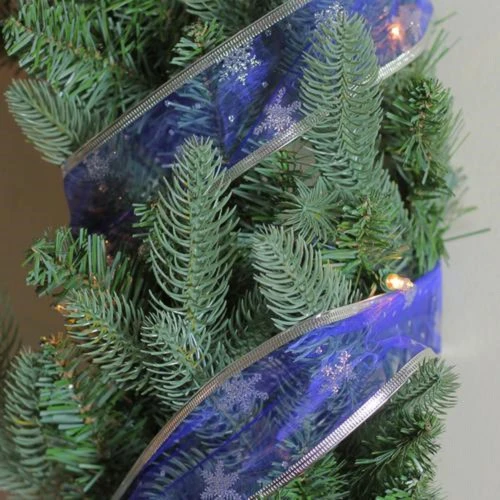 Northlight Blue And Silver Glitter Snowflakes Christmas Wired Craft Ribbon 2.5" X 10 Yards 5 Northlight Blue And Silver Glitter Snowflakes Christmas Wired Craft Ribbon 2.5" X 10 Yards - Image 3