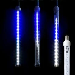 12" LED Meteor Shower Light - Pure White And Blue Tube Light Bulb - Pro Christmas