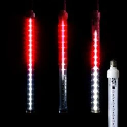 12" LED Meteor Shower Light - Pure White And Red Tube Light Bulb - Pro Christmas