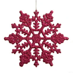 Northlight Club Pack Of 24 Mulberry Pink Glitter Snowflake Christmas Ornaments 4"