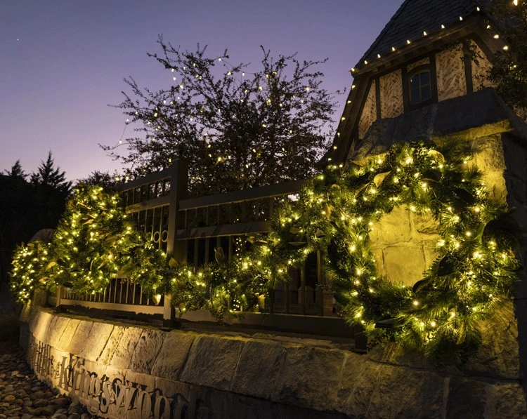 36" Mixed Pine Magnolia Berry Wreath - Warm White 8 36" Mixed Pine Magnolia Berry Wreath - Warm White - Image 6