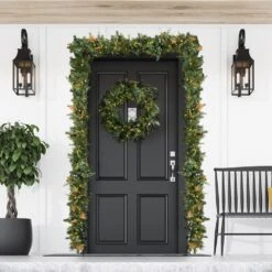 30" Mixed Pine Magnolia Berry Wreath - Warm White -Christmas Decor Sale g 9 mpmb ww ls 1