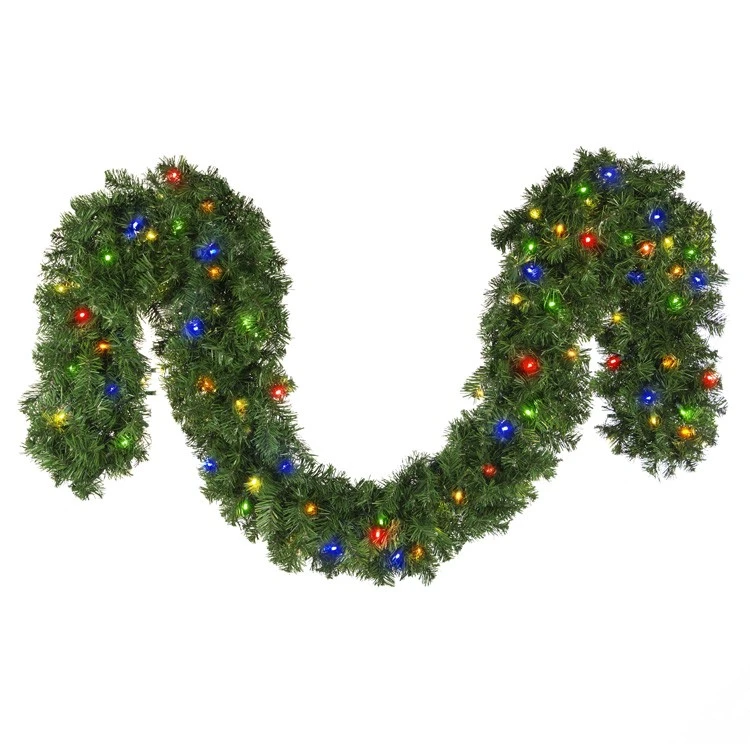 9' X 14" Deluxe Oregon Fir Garland, Lit, Multi 3 9' X 14" Deluxe Oregon Fir Garland, Lit, Multi