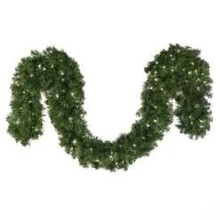9' X 14" Deluxe Oregon Fir Garland, Lit, Pure White