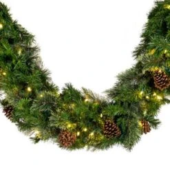 9' X 14" Mixed Pine Garland, Lit Warm White LED -Christmas Decor Sale g 914 mpl close up