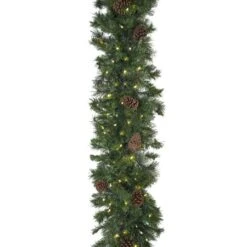 9' X 14" Mixed Pine Garland, Lit Warm White LED -Christmas Decor Sale g 914 mpl d