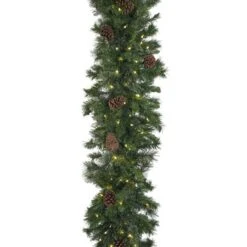 9' X 18" Mixed Pine Garland, Lit Warm White -Christmas Decor Sale g 918 mpl d