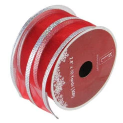Northlight Red And Silver Striped Christmas Wired Craft Ribbon 2.5" X 10 Yards