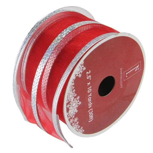 Northlight Red And Silver Striped Christmas Wired Craft Ribbon 2.5" X 10 Yards 3 Northlight Red And Silver Striped Christmas Wired Craft Ribbon 2.5" X 10 Yards