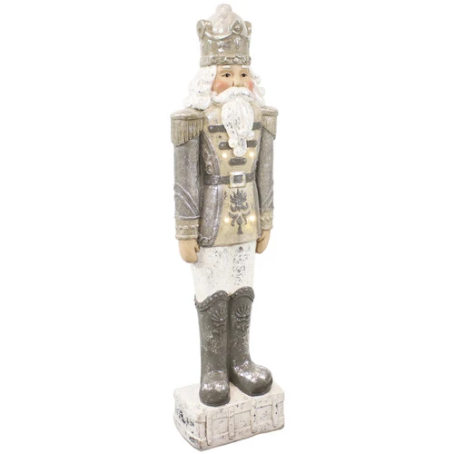 Sunnydaze Alexei The Defender Indoor Nutcracker Statue With LED Lights - Christmas/Holiday Decor - Silver - 36" 3 Sunnydaze Alexei The Defender Indoor Nutcracker Statue With LED Lights - Christmas/Holiday Decor - Silver - 36"