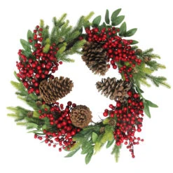 Northlight Real Touch™ Pinecone And Berry Artificial Christmas Wreath - 22" - Unlit