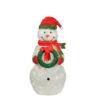 Northlight 38" Lighted White And Red Tinsel Snowman With Wreath Outdoor Christmas Decoration
