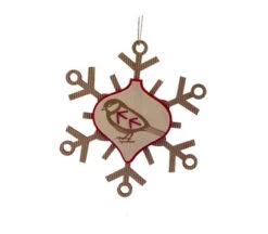 Melrose 7" Country Cabin Rustic Embroidered Craft Snowflake With Bird Stamp Christmas Ornament