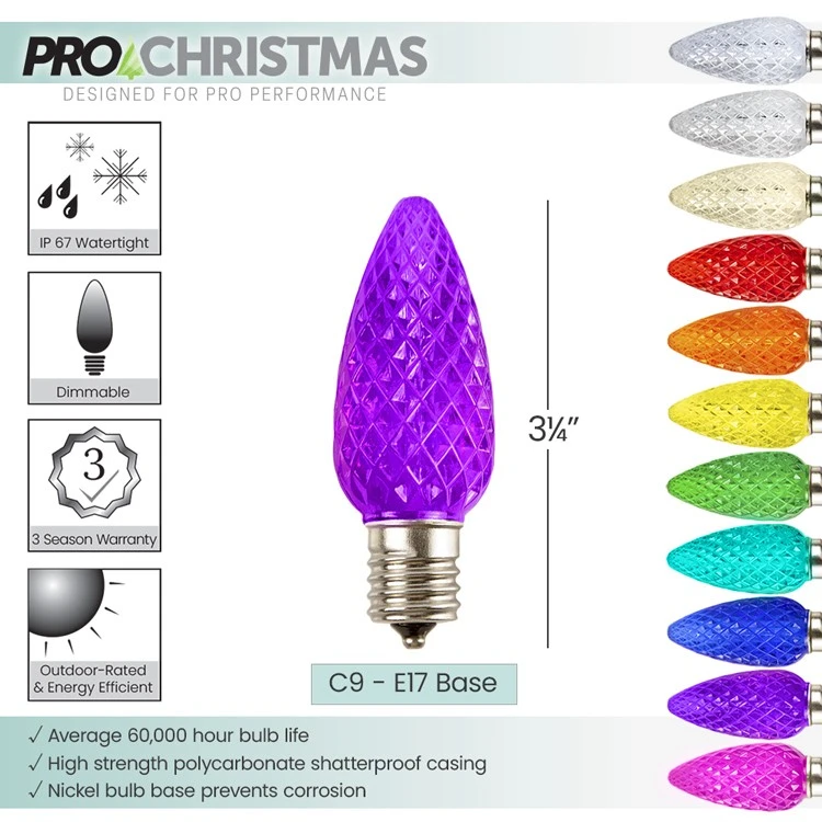 C9 SMD LED Retrofit Bulb - Purple - Pro Christmas™ - Bag Of 25 4 C9 SMD LED Retrofit Bulb - Purple - Pro Christmas™ - Bag Of 25 - Image 2
