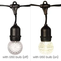 Medium Base Cord- Suspended - 100' - Black Cord - 24" Spacing -Christmas Decor Sale ll mbs bk g50 ww