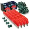 Light Line Kit - SPT-1 C9 100' Green Cord, 12" Spacing, 100 Red Bulbs, With 4 Male And Female Slide On Plugs -Christmas Decor Sale llk 9101 g 12 r 1 1