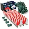 Light Line Kit - SPT-1 C9 100' Green Cord, 12" Spacing, 50 Cool White And 50 Red Bulbs, With 4 Male And Female Slide On Plugs