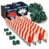 Light Line Kit - SPT-1 C9 100' Green Cord, 12" Spacing, 50 Warm White And 50 Red Bulbs, With 4 Male And Female Slide On Plugs -Christmas Decor Sale llk 9101 g 12 rww 2