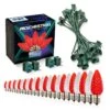 Light Line Kit - SPT-1 C9 25' Green Cord, 12" Spacing, 13 Pure White And 12 Red Bulbs, With 2 Male And Female Slide On Plugs