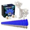 Light Line Kit - SPT-1 C9 25' White Cord, 12" Spacing, 25 Blue Bulbs, With 2 Male And Female Slide On Plugs 2 Light Line Kit - SPT-1 C9 25' White Cord, 12" Spacing, 25 Blue Bulbs, With 2 Male And Female Slide On Plugs -Christmas Decor Sale llk 9251 w 12 b 1
