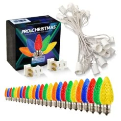 Light Line Kit - SPT-1 C9 25' White Cord, 12" Spacing, 25 Multi Bulbs, With 2 Male And Female Slide On Plugs