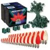 Light Line Kit - SPT-1 C9 50' Green Cord, 12" Spacing, 25 Warm White And 25 Red Bulbs, With 3 Male And Female Slide On Plugs -Christmas Decor Sale llk 951 g 12 rww 2