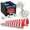 Light Line Kit - SPT-1 C9 50' White Cord, 12" Spacing, 25 Cool White And 25 Red Bulbs, With 3 Male And Female Slide On Plugs 2 Light Line Kit - SPT-1 C9 50' White Cord, 12" Spacing, 25 Cool White And 25 Red Bulbs, With 3 Male And Female Slide On Plugs -Christmas Decor Sale llk 951 w 12 cwr 1