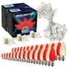 Light Line Kit - SPT-1 C9 50' White Cord, 12" Spacing, 25 Warm White And 25 Red Bulbs, With 3 Male And Female Slide On Plugs -Christmas Decor Sale llk 951 w 12 rww 1