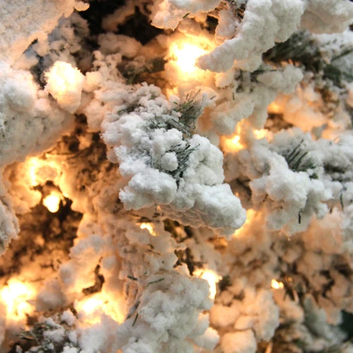 6.5' Pre-Lit Flocked Pine Medium Artificial Christmas Tree - Clear Lights 5 6.5' Pre-Lit Flocked Pine Medium Artificial Christmas Tree - Clear Lights - Image 3