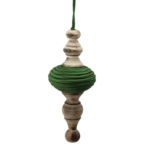 2ct Green And Beige Christmas Finial Drop Ornaments 9" 4 2ct Green And Beige Christmas Finial Drop Ornaments 9" - Image 2