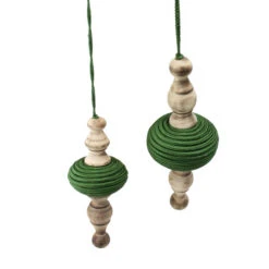 2ct Green And Beige Christmas Finial Drop Ornaments 9"