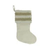 Northlight 21" Ivory And Sage Green Rustic Christmas Stocking With Beaded Ruffled Cuff