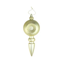 4ct Matte Gold Retro Reflector Shatterproof Christmas Finial Ornaments 7.5"
