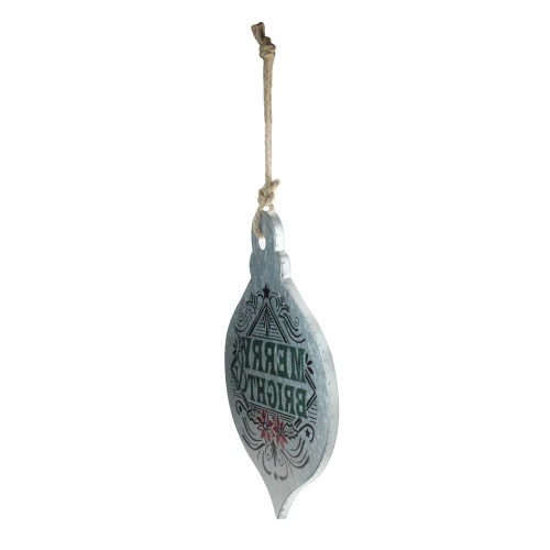 Northlight 20" Silver And Green 'Merry Bright' Onion Christmas Wall Hanging Ornament 5 Northlight 20" Silver And Green 'Merry Bright' Onion Christmas Wall Hanging Ornament - Image 3