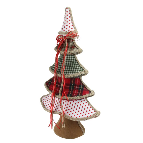 Northlight Plaid And Polka Dot Christmas Tree With Ribbon Bow Decoration - 23" 4 Northlight Plaid And Polka Dot Christmas Tree With Ribbon Bow Decoration - 23" - Image 2