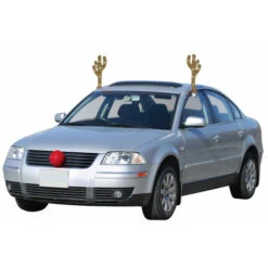 Christmas Central 19-Inch Lighted Brown And Red Reindeer Christmas Car Decorating Kit - Universal Size