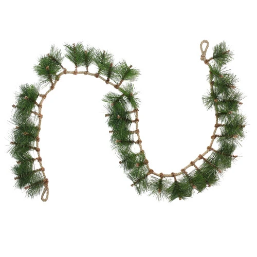 Long Needle Pine And Rope Rustic Artificial Christmas Garland - 6' X 5" - Unlit 4 Long Needle Pine And Rope Rustic Artificial Christmas Garland - 6' X 5" - Unlit - Image 2