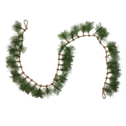 Long Needle Pine And Rope Rustic Artificial Christmas Garland - 6' X 5" - Unlit 3 Long Needle Pine And Rope Rustic Artificial Christmas Garland - 6' X 5" - Unlit