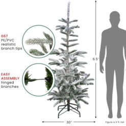 Northlight Real Touch™? Slim Flocked Nordmann Fir Artificial Christmas Tree - Unlit - 6.5' -Christmas Decor Sale northlight j00090 thumbnail dec27 2023 23979.1708023523