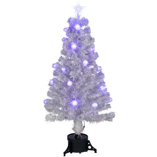 Pre-Lit Medium Iridescent Fiber Optic Artificial Christmas Tree - 4' - White - Blue LED Lights 3 Pre-Lit Medium Iridescent Fiber Optic Artificial Christmas Tree - 4' - White - Blue LED Lights