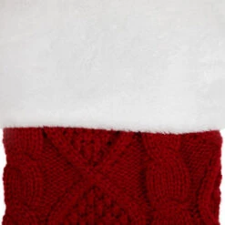 Northlight Cable Knit With Faux Fur Cuff Christmas Stocking - 20.5" - Red And White -Christmas Decor Sale northlight l96615 02 95441.1713471514