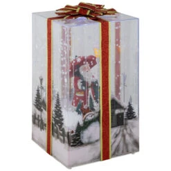 Northlight Musical Santa Lighted Snowing Gift Box With Ribbon Christmas Decoration - 12" -Christmas Decor Sale northlight r99315 02 34233.1702315858