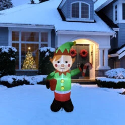 Northlight Lighted Inflatable Elf Outdoor Christmas Decoration - 4.25'