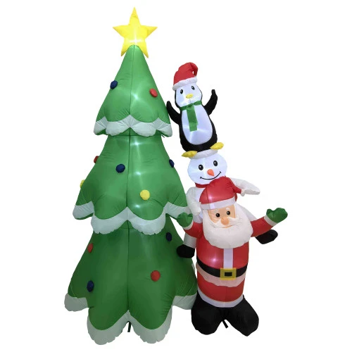 Northlight LED Lighted Inflatable Christmas Tree With Santa And Friends Outdoor Decoration - 8.25' 4 Northlight LED Lighted Inflatable Christmas Tree With Santa And Friends Outdoor Decoration - 8.25' - Image 2