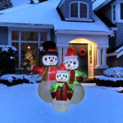 Northlight Lighted Inflatable Family Of Snowman Outdoor Christmas Decoration - 4'