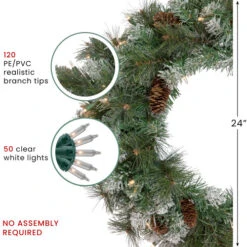 Northlight Real Touch™? Pre-Lit Snow Valley Pine Artificial Christmas Wreath - 24" - Clear Lights -Christmas Decor Sale northlight sm93360 thumbnail dec28 2023 90355.1704379575
